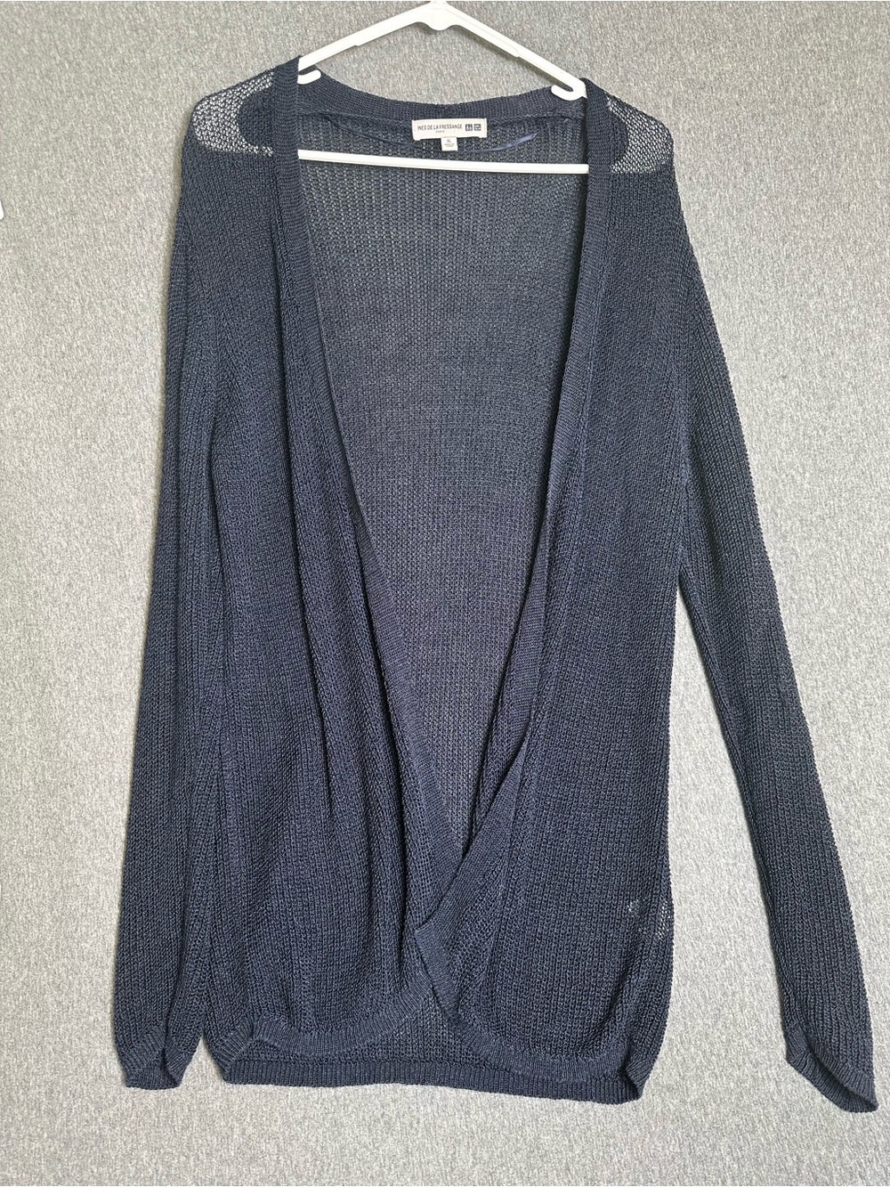 Ines de la fressange ladies XL Navy Open cable knit cardigan